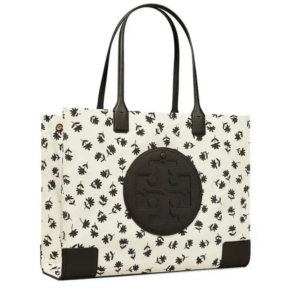 🖤🤍Tory Burch - Black & White Large Floral Logo Tote -NWT🤍🖤